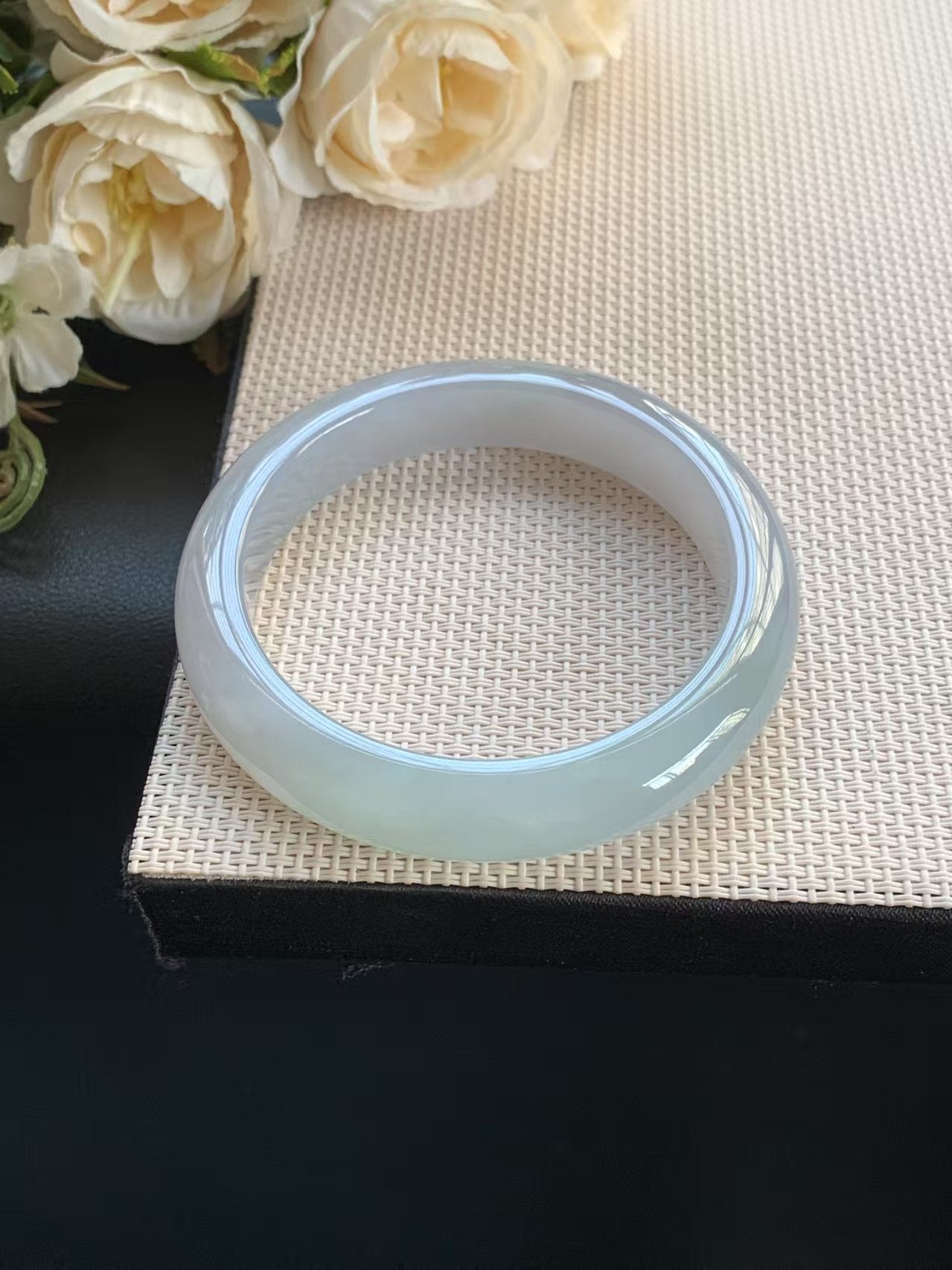 冰糯化烟熏紫翡翠正圈手镯 尺寸59.5-12-9,完美