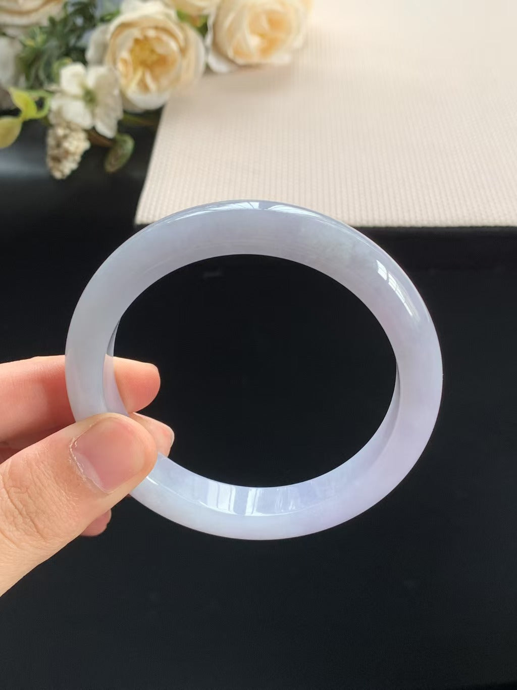 冰细糯紫罗兰正圈翡翠手镯